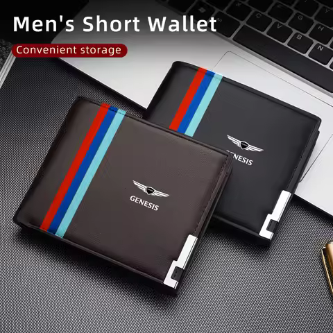 Car Men's Leather Wallet motor vehicles Card Ticket Storage Bag For GENESIS Coupe EQ900 G80 G90 GV60
