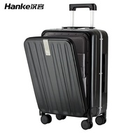 汉客（HANKE）铝框前开盖登机行李箱男20英寸墨玉黑铝框拉杆箱女密码箱旅行箱