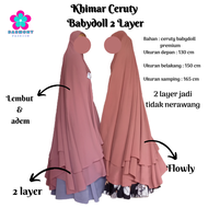 Dasmont Fashion Khimar Ceruty Jumbo 2 Layer Besar Bolong Tangan Jilbab Syari Nonped Kerudung Ceruti