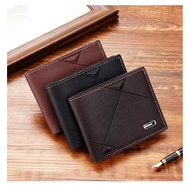 READY STOCK Men Short Wallet Bi-Fold Purse Pouch Zipper Pocket Lelaki Dompet Pendek Murah