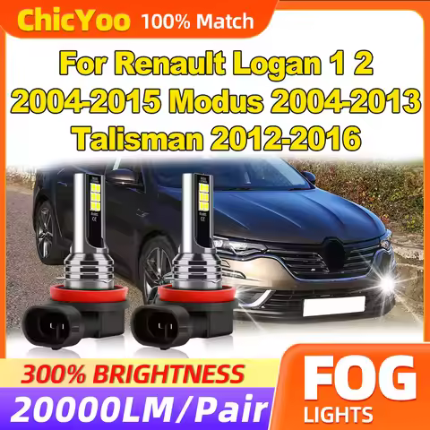 60W Fog Lights 20000LM Fog Lamps 12V 6000K Canbus No Error For Renault Logan 1 2 2004-2015 Modus 200