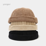 Vintage Docker Cap Brimless Hat Skullcap Retro Cotton Adjustable Solid Color Hip Hop Beanie Hat With