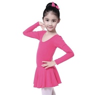 [USA]_Kintaz Girl Leotard, Girls Classic Long Sleeve Gymnastics Dance Leotard Back Bowknot Dress