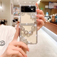 Luxury Flip Casing Samsung Z Flip4 Z Flip3 With Chain Elegant Transparent for Samsung Galaxy Z Flip