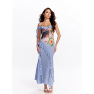 Blue Ruffle Maxi Dress - Jyosei