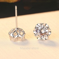 S925 Sterling Silver Earrings Diamond Real Moissanite Flower Six Claw 0.8 CT Each Stud Earrings