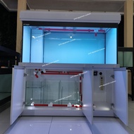 aquarium kabinet 150x60x70 12/10mm putih series set sump filter sistem wet dry and exhaust instalasi Ty premium