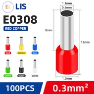 EZ VE European Wire Connector Terminal Pin Tube Wiring E0308 E16-12 E25-16 E35-16 E50-20 Insulated F