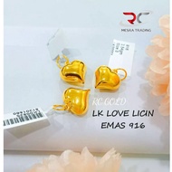 LOKET LOVE GEMOK LICIN 2GM EMAS TULEN 916 LK LOVE LICIN 916 LOVE PENDANT GOLD 916 HEART PENDANT SIMP