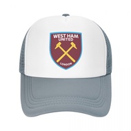 West Ham United F.C. logo Adult Grid Net Hat Trucker Men's Women's Flat Brim Baseball Cap High-Stiff Mesh  Adjustable Un