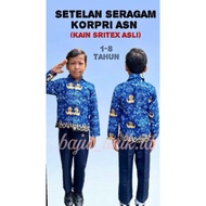 READY STOCK Seragam Batik Korpri Baju Profesi Guru Laki-Laki Bahan Premium/Kostum ASN Anak/Kostum PN