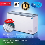 SNOW CHEST GLASS LID FREEZER 420L LY-450GLL( LED LIGHT  1 year Warranty) Glass Lid Chest Freezer ...
