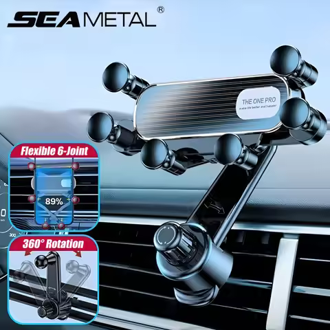 SEAMETAL 6-Joint Car Phone Mount 360-Degree Rotation Stable Auto Air Vent Phone Holder Head-Up Gravi