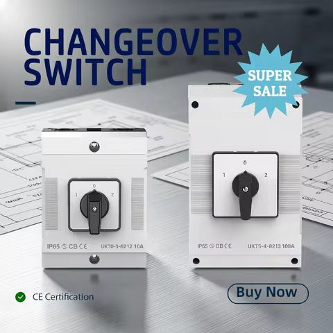 IP65 4P40A 3 Position Rotary Selector Changeover Cam Switch 1-0-2 With Waterproof Box Interruptor th