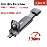 SSK 1000MB/s SD301 PRO Pendrive 2TB USB3.2 Gen2 USB C Thumb Drive 2TB OTG Type C Pendrive 2TB