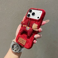 2026 Year of the Horse with Diamond Wool plaid 3D Pony Suitable for Apple 17 Pro MAX Phone Case ipho