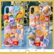(JIE YUAN)Handmade Case For iPhone 11/12 pro max DIY phone shell 3D Simulation food Moon XS MAX XR Creamy Cover 7/8plus Material package