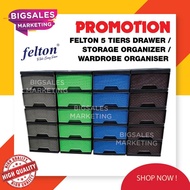 FELTON 5 tiers Storage Cabinet Drawer Wardrobe FDR 488 / Rak Baju 5 Tingkat