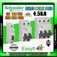Schneider Easy9 6A 10A 16A 20A 32A 40A 63A 1Pole 2pole 3pole MCB 4.5kA