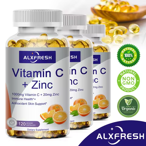 Alxfresh Vitamin C with Zinc for Hair Skin Nails and Brain Heart Health Supports Cellular Level Defe