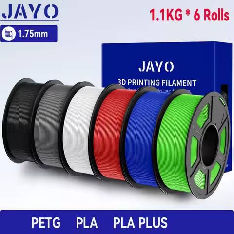 JAYO 3D Filament PLA +/PETG/PLA 1.75MM +/- 0.02MM 6Rolls Coloful Neatly Wound 3D Printing Material F