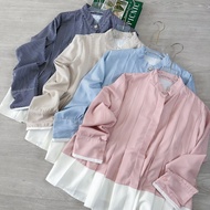 Mikasolo - Rinea Blouse/Stripe Blouse/Cotton Rayon Twill Premium
