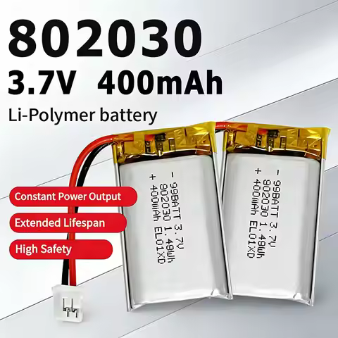 802030 3.7V 400mAh Rechargeable Lipo Battery Lithium Polymer Replacement Cell for RF Beauty Moisturi
