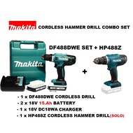 MAKITA 18V(G-Battery) DF488DWE CORDLESS DRILL / HP488DWE CORDLESS HAMMER DRILL / COMBO SET (DF488DWE + HP488Z)