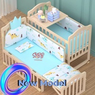 BE201 Multifunction Natural baby crib Wooden Baby Cot Function Rocking