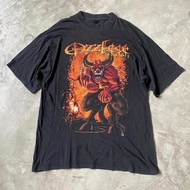Vintage Ozzy Osborne 2001 Ozzfest Tour T-Shirt Men's Black Heavy Metal Demon Pattern T-Shirt Summer 