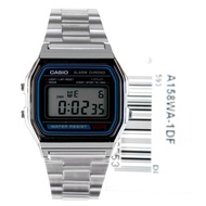 Casio Digital Retro Unisex A158WA-1DF A158WA-1D A158WA-1 A158WA Stainless Steel Alarm Vintage Watch
