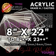 8 X 22 inches to 23++ inches acrylic sheet with 2mm, 3mm 4mm and 5mm / transparent akrilik