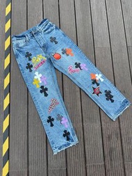Chrome hearts 藍牛章仔直筒牛仔褲
