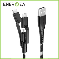 ENERGEA NYLOFLEX 3 in 1 Micro USB + Lightning MFI (C89) + USB Type C Charge &amp; Sync Cable Charger 1.5m