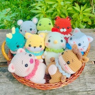 12 zodiac animal wool keychains, handmade crochet stuffed animals as zodiac animal gifts for relativ