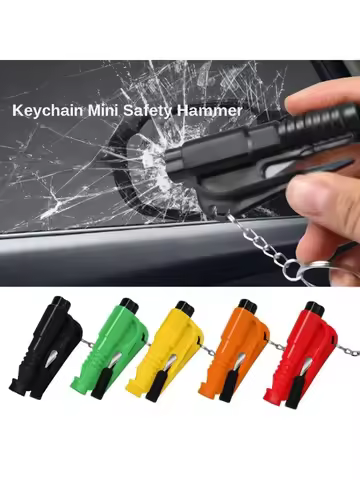 Safety Hammer with Rescue Whistle, Car Escape Tool,2-in-1 Window Breaker Seatbelt Cutter, Compact Em