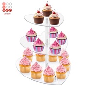 [Shiwaki3] Cake Stand Cupcake Stand Holder Three Tier Clear with Rod Feet Candy Display