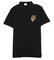BURBERRY Men's Tiger Monogram Pique Cotton Polo, Black