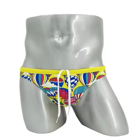 Hot Air Balloons Printed Low Waist Pool Swimming Trunks Bag Pouch Swimsuit Slip For Men Briefs Swimw