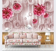 Terlaris wallpaper dinding bunga sakura visual 3D - Wallpaper dinding ruang tamu bunga sakura - wall