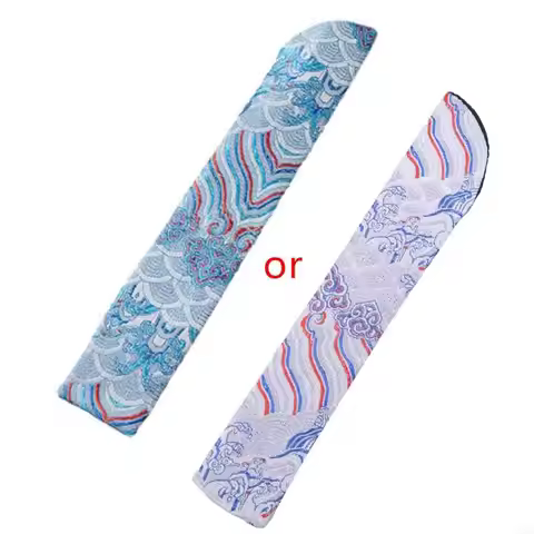 Classical Hand Fan Cover Bag Embroidery Clouds Folding Fan Protector Sleeve D7WE