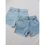 2 Pieces Free Shipping U Home Washed Color Denim Shorts YK Zipper Jeans Stretch Loose Casual Pants F
