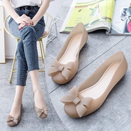 【Fast Shipping】New bow plastic jelly sandals women's platform soft outerwear beach shoes casual shallow single shoes