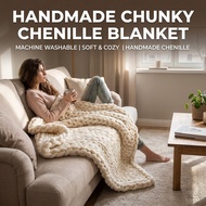 Handmade Thick Wool Chenille Knitted Blanket Sofa Cover Blanket Winter Wool Blanket Machine Washable