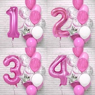 32Inch Pink Big Number 2 Balloon Birthday Party Decorations Helium Foil Mylar Number Balloon Digital