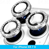 For iPhone XR 7 8 Diamond Glitter Camera Lens Protector Ring Tempered Glass For iPhone XR 7 8