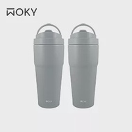 (2入組)【WOKY 沃廚】手提激凍輕芯鈦瓷易潔層保溫杯750ml 紺青藍+紺青藍