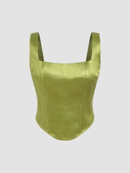 Cider Satin Zipper Tank Top