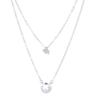 MN005 - Diamante 4 Leaf Clover Double Layer Necklace