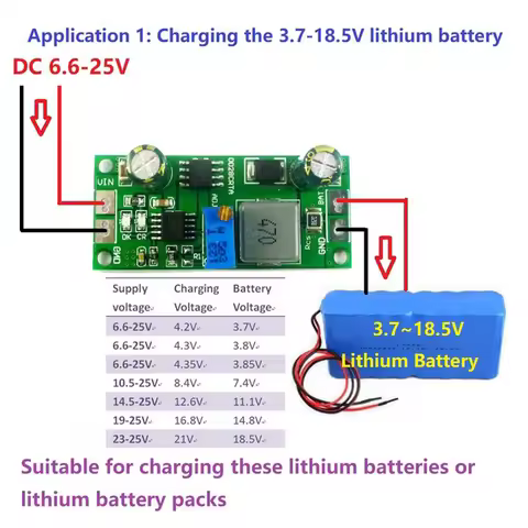 1A 3.2V 6.4V 9.6V 12.8V 16V 19.2V Adjustable LiFePO4 Lithium Battery Charger Charging Module DC-DC B